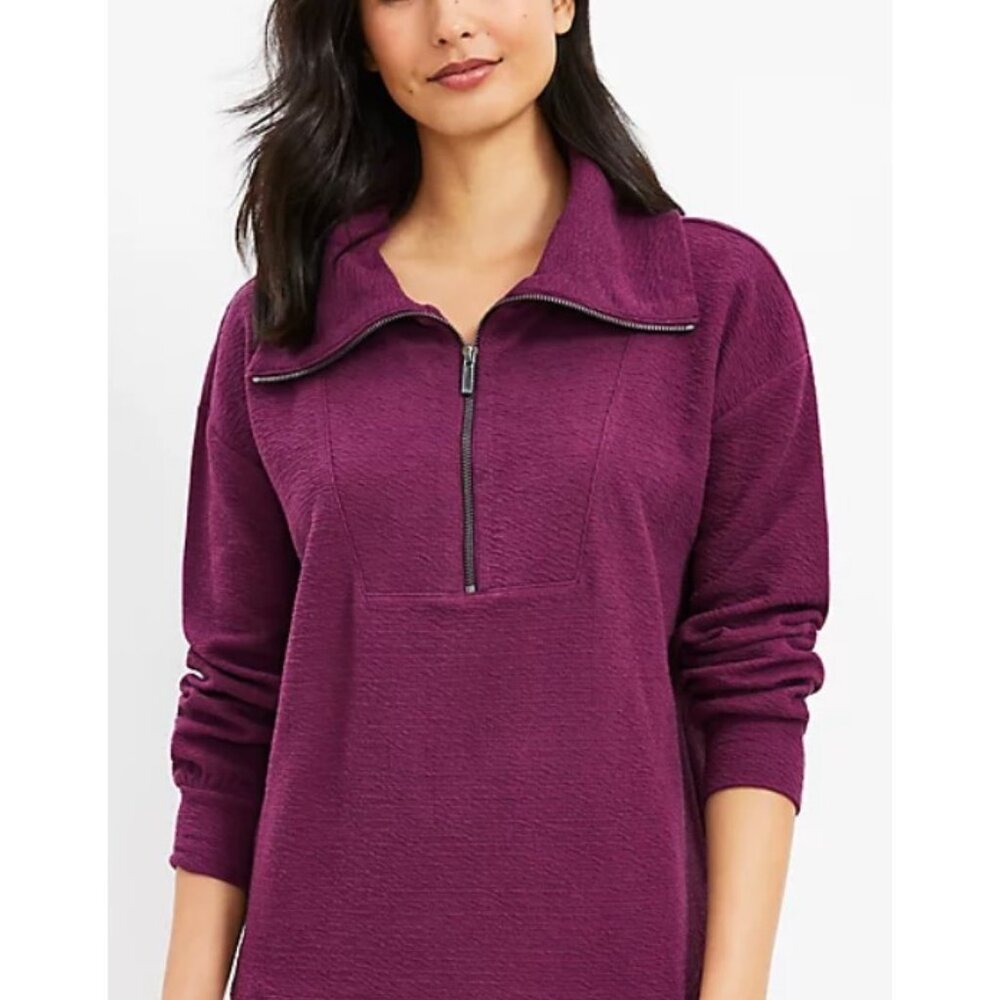 Loft Lou & Grey Textured Zip Shirttail Top - Small